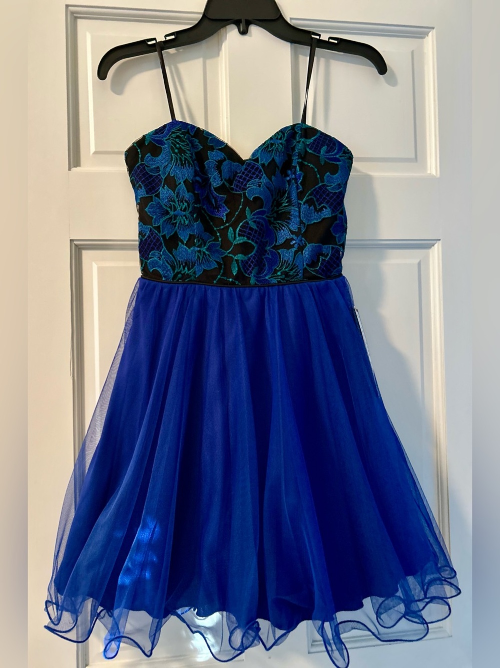 City Studio Royal Blue Floral Bodice Tulle formal/ homecoming dress size 1